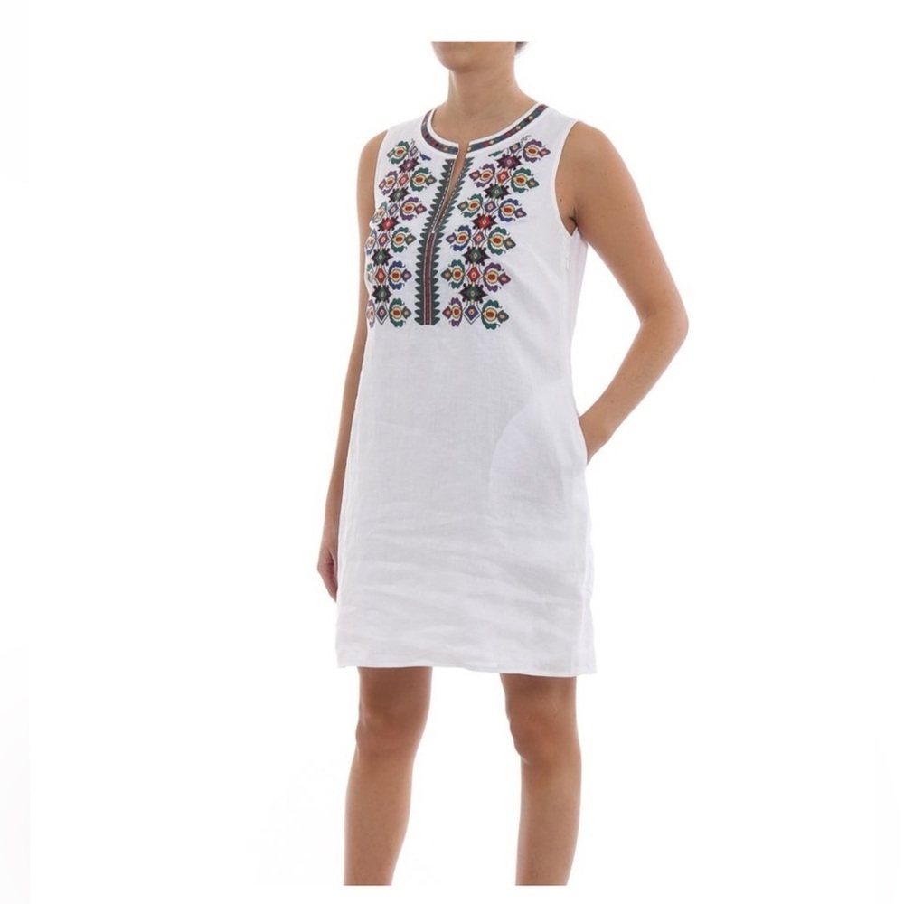 Tory Burch Embroidered Linen Dress Size Small